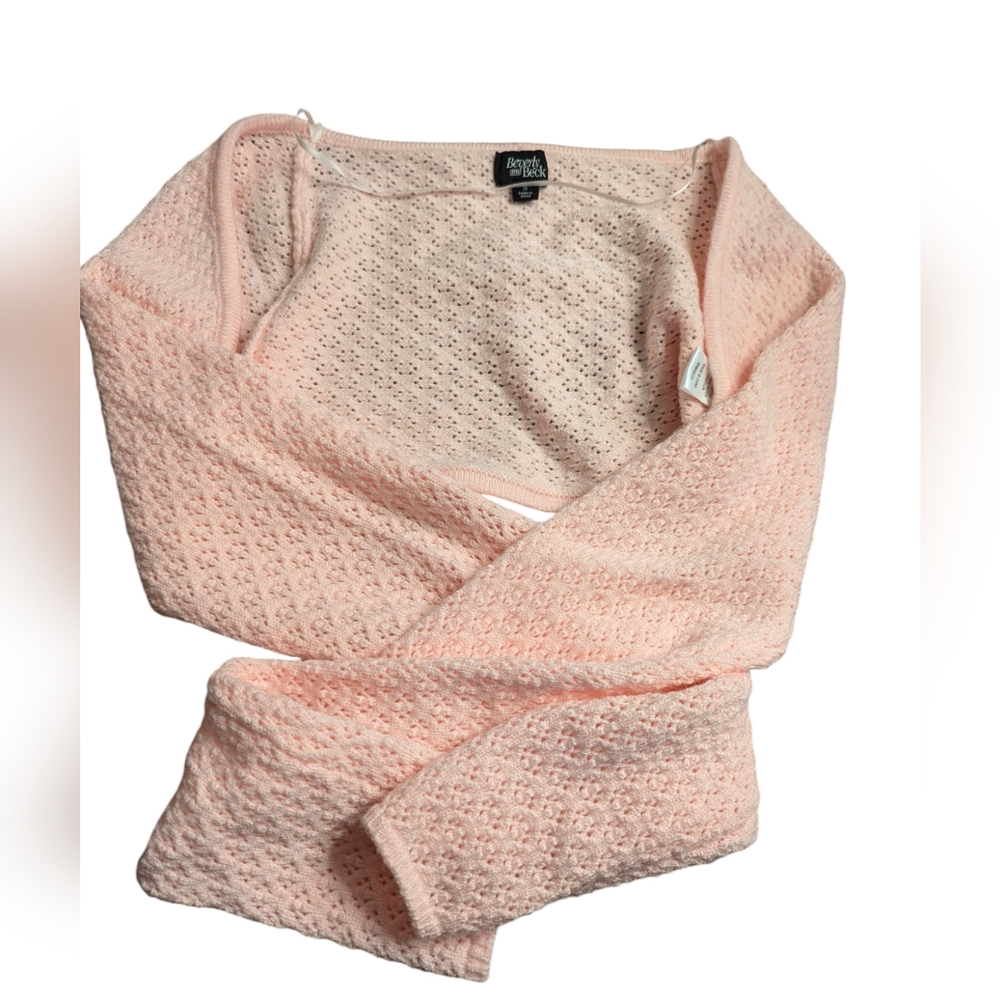 Beverly and Beck Pink Cropped Cardigan Wrap Sweater